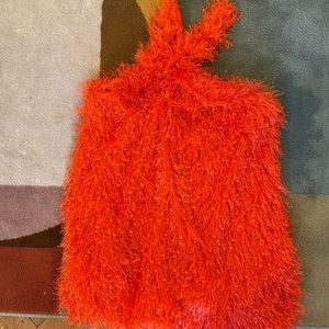 Zara festive red fluffy halter dress